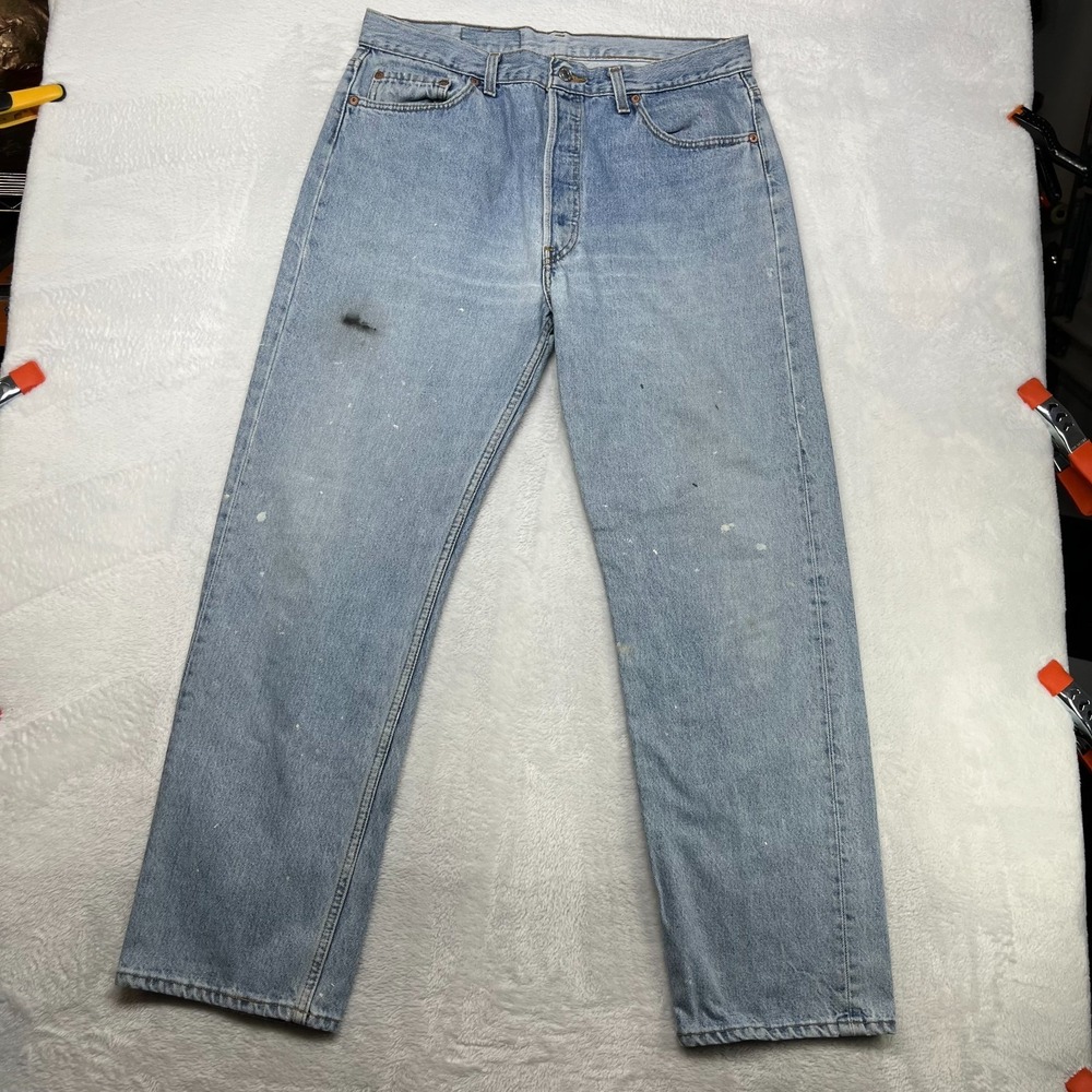 Vintage Levi's 501 Button Fly Jeans Men's Blue Denim Cotton Pockets - 33X29